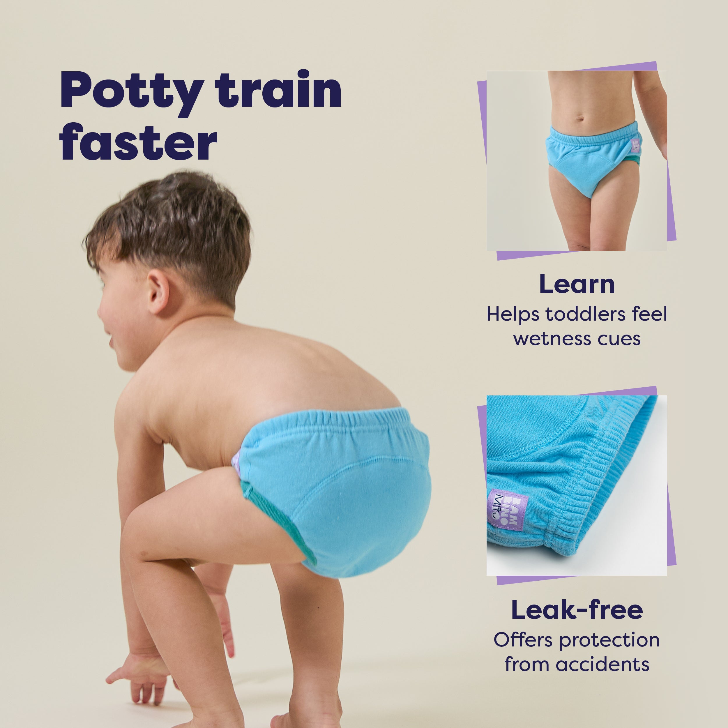 3 Pack Reusable Potty Training Pants Elite- Blue