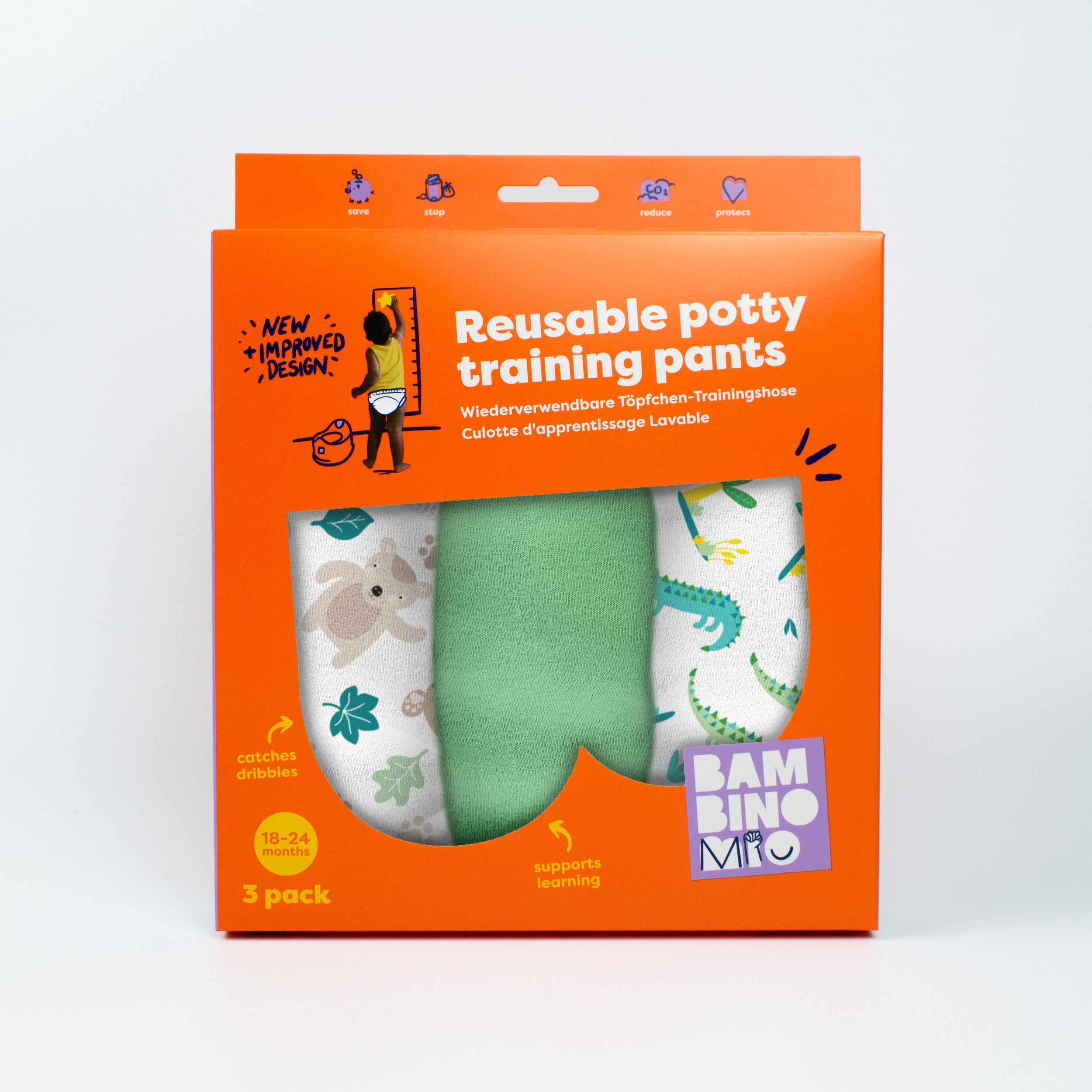 Reusable Potty Training Pants 3 Pack in Green Jungle - New and Improved! - Splash About Australia