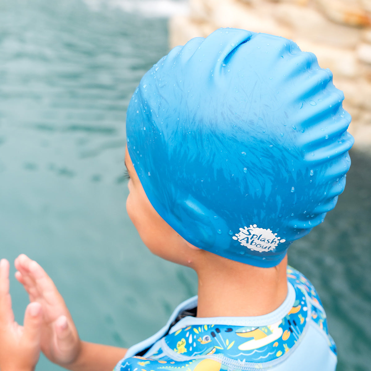 Kids Silicone Swim Cap - Blue