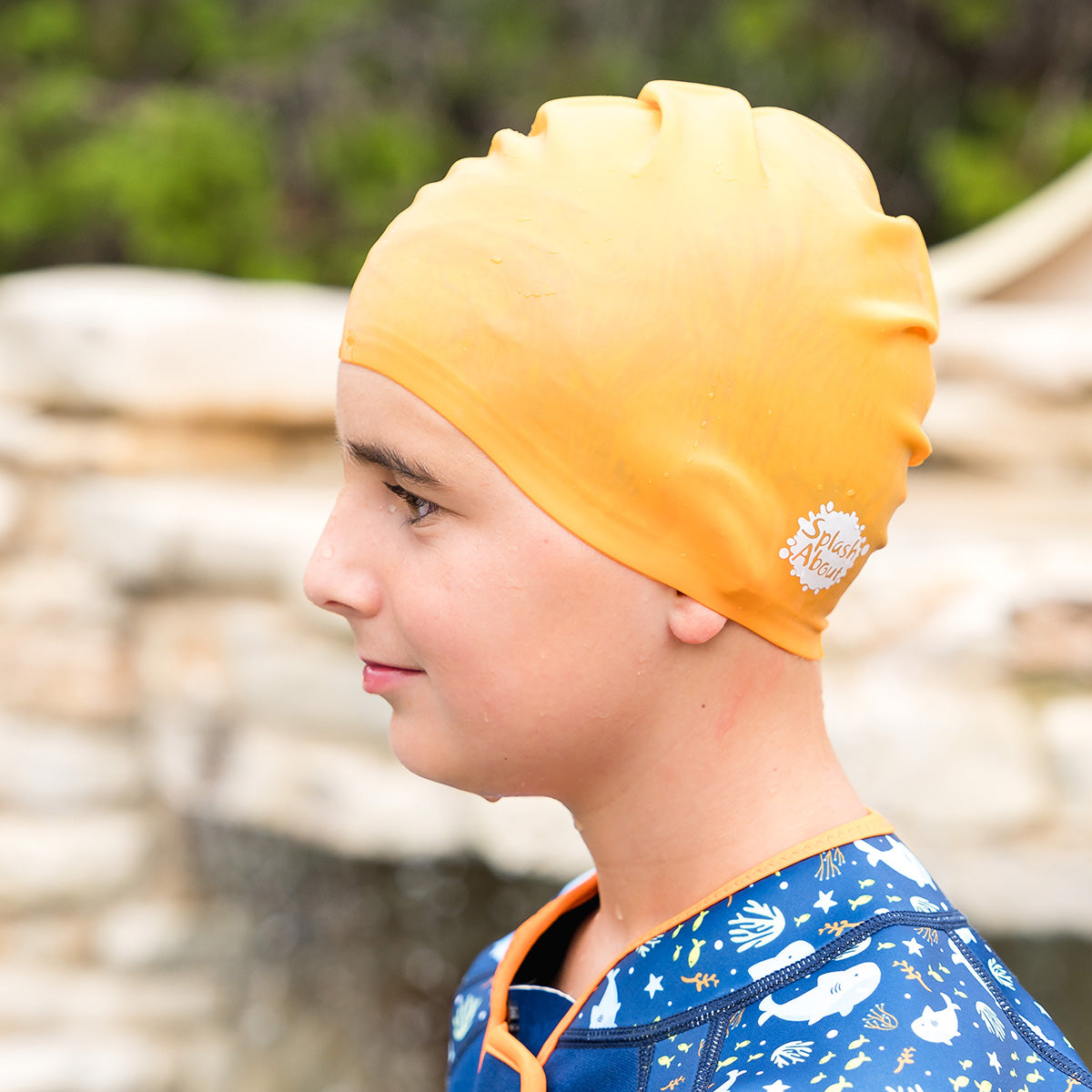 Kids Silicone Swim Cap - Orange