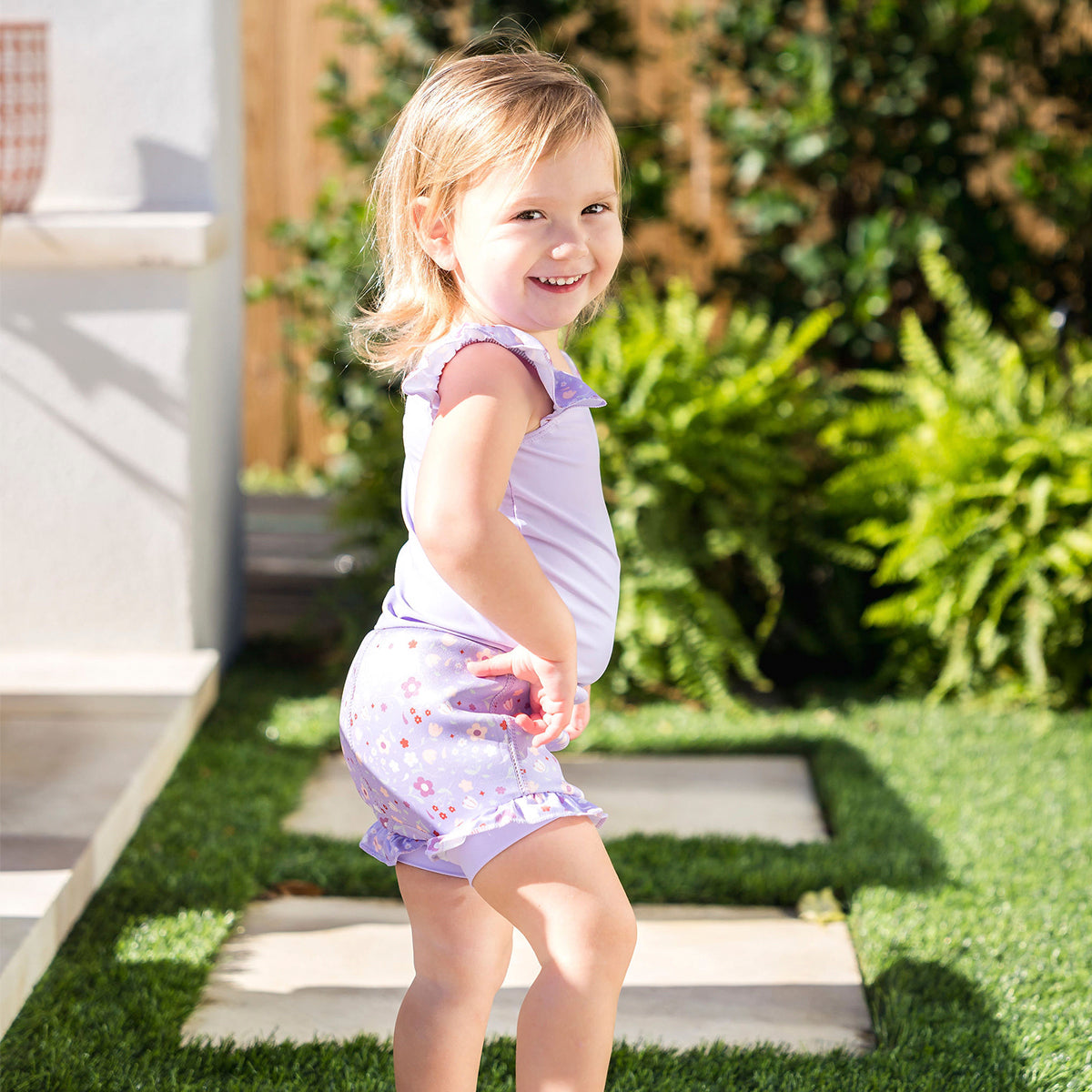 Happy Nappy™ Swimsuit Lilac Spring with Frills