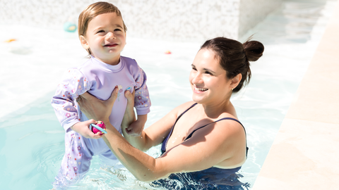 Splash About Warm In One Pink Strawberry Wetsuit | The Nappy Gurus Splash About Warm In One Pink Strawberry Wetsuit | The Nappy Gurus