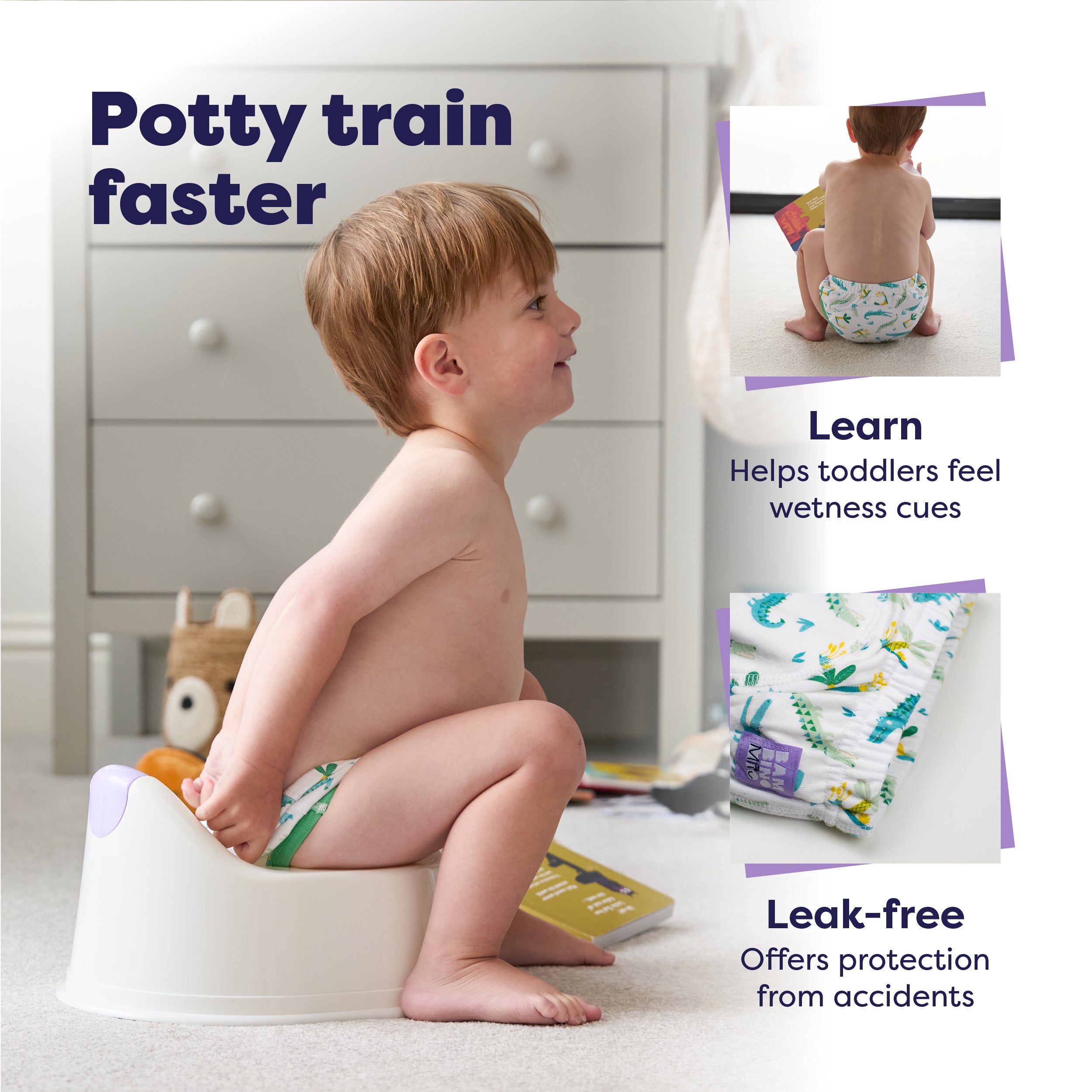 3 Pack Reusable Potty Training Pants Elite - Green Jungle