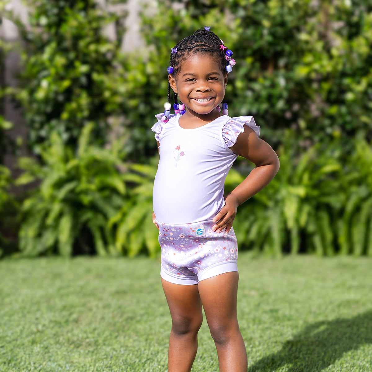 Happy Nappy Swimsuit & Printed Long Sleeve Rash Vest Bundle
