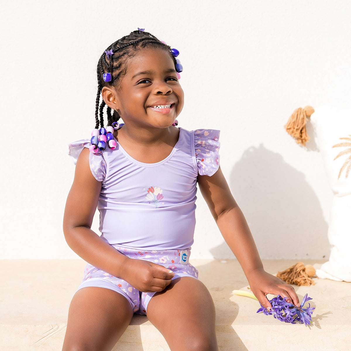 Happy Nappy Swimsuit & Printed Long Sleeve Rash Vest Bundle