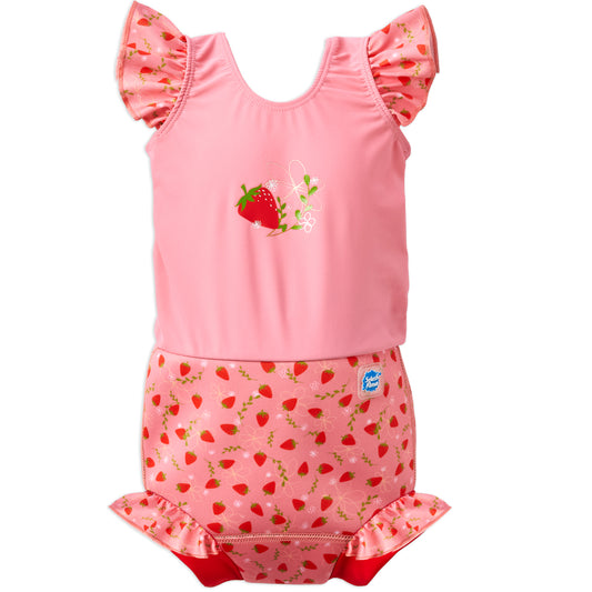 Happy Nappy™ Swimsuit Strawberry Field Frill