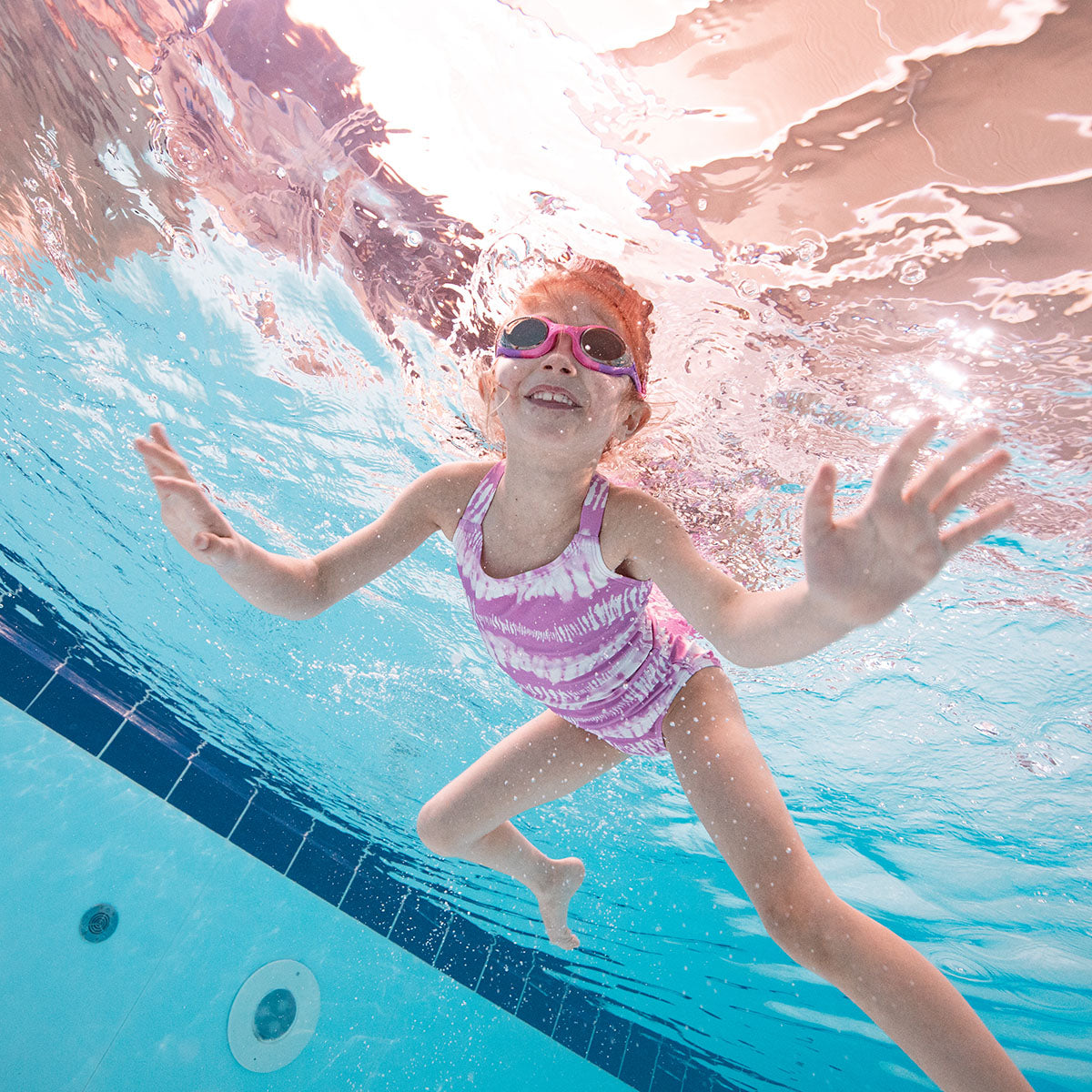 Girls Swimming Costume Tie Dye Purple