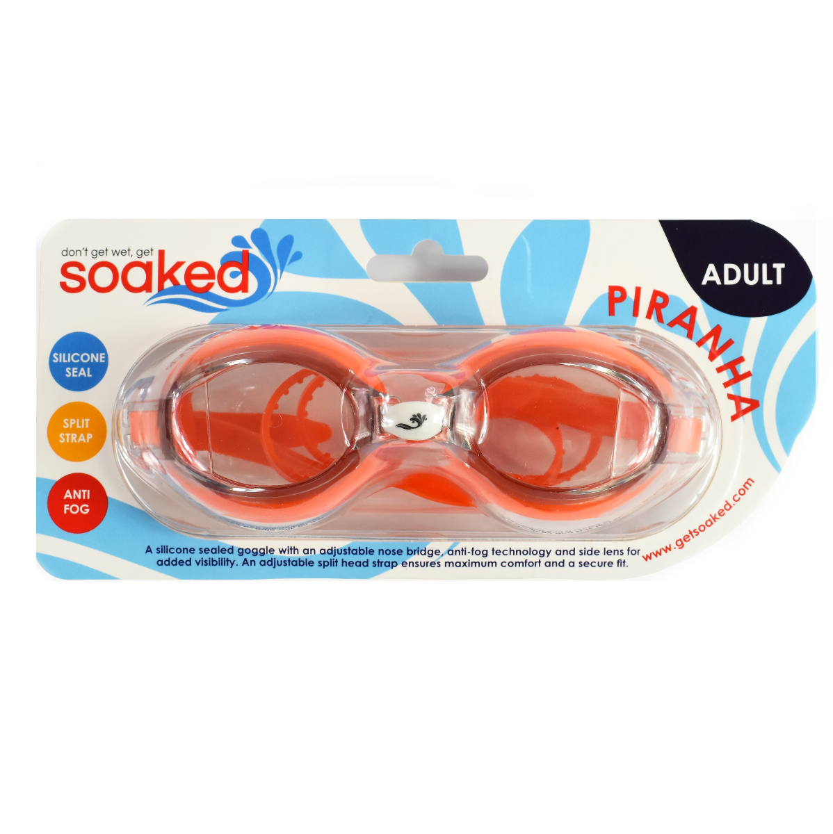 Adult Goggles Piranha Orange